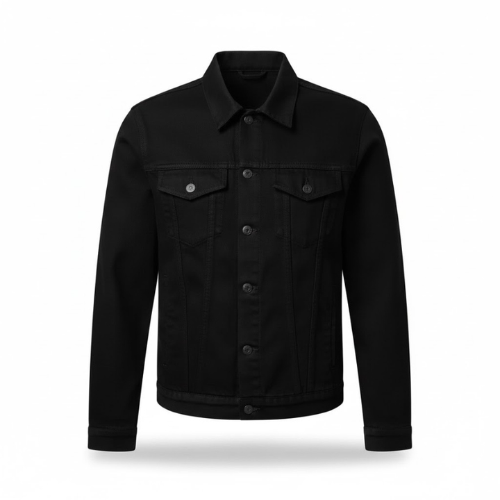 Giacca Uomo in Denim Classica con Taschini e Maniche Lunghe